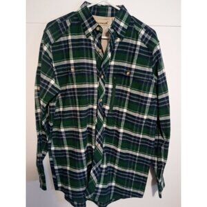 Backpacker Men's Sportswear  Flannel Plaid Shirt Air Vented Lining Size S Green